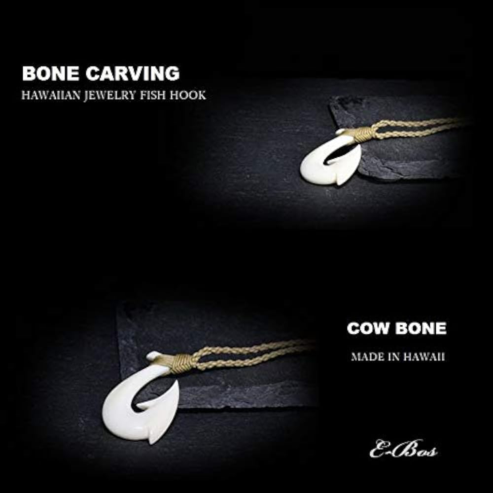 ボーンカービング ドラゴン フィッシュフック ボーンカービングネックレス [60